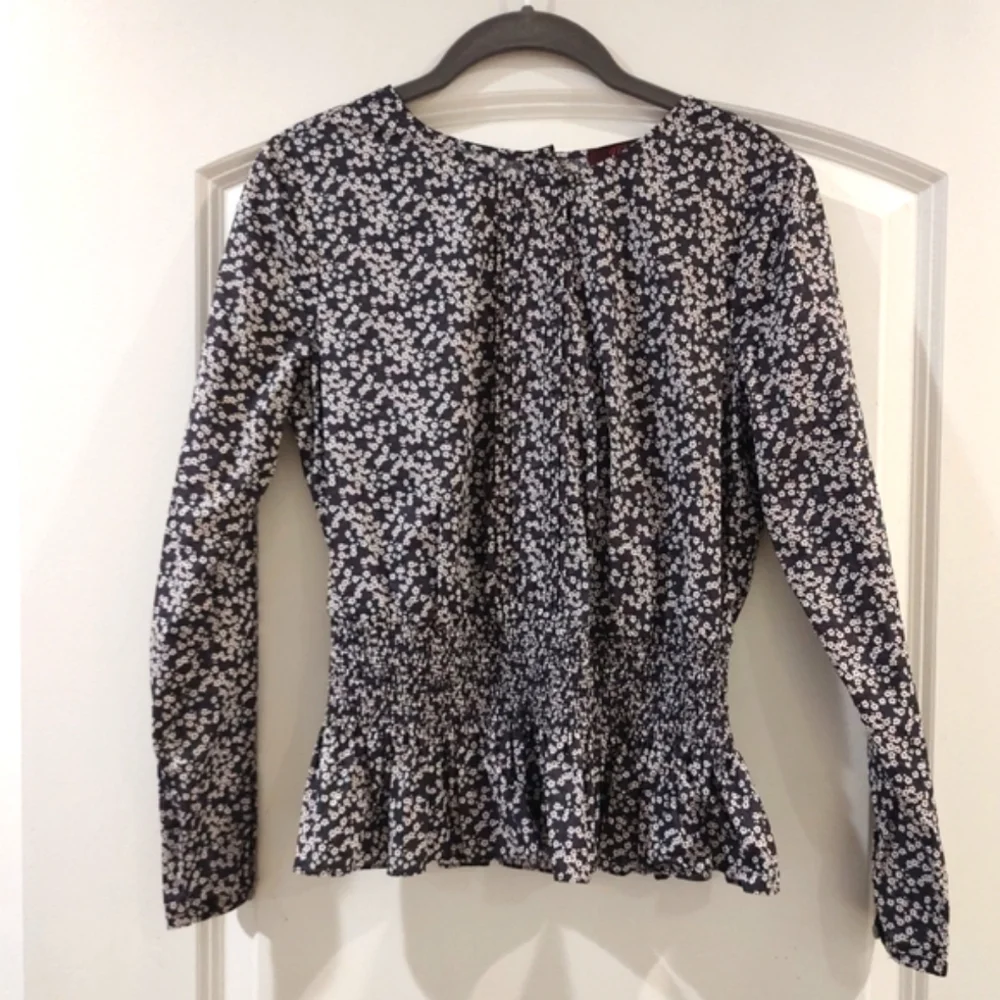 J. Crew Liberty Fabric Misti Valeria Floral Top Purple White Black Smock…